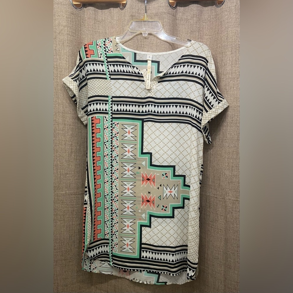 Uncle Frank Beige and Black Geometric Dress